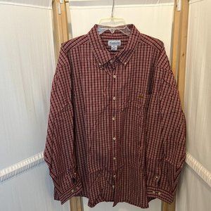 Mens CARHARTT Sz 3XL Red Plaid Long Sleeve Button Down Shirt